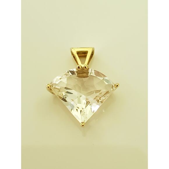 Vintage 14K Gold Triangle Crystal Zirconia Earring and Pendant Set - Picture 3 of 8